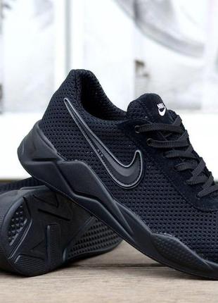 Спортивные летние черные кроссовки сеточка nike с тканевым верхом, обувь мужская текстиль лето *jd(n) чор/сет*