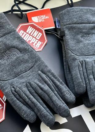 Теплі зимові флісові рукавички сенсорні The north face рукавички