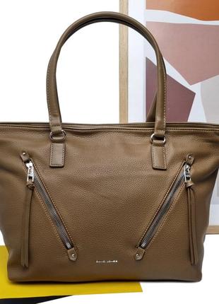 Модная сумка шоппер экокожа хаки арт.6874-4 khaki davidjones франція