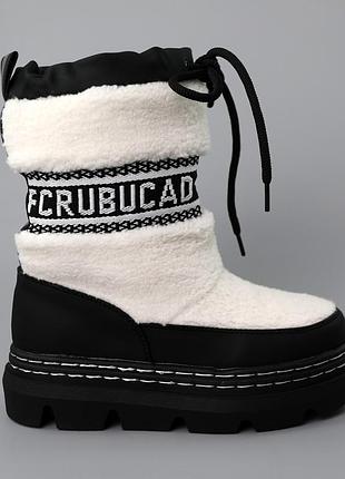 Ботинки детские мех черно-белые