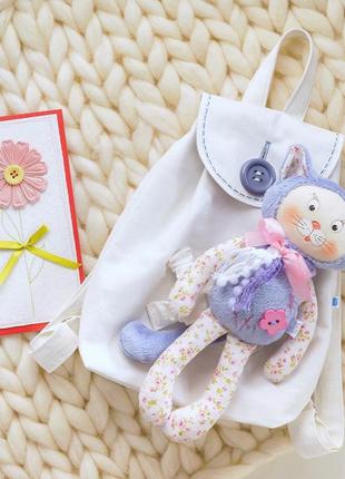 Детский рюкзак с игрушкой котенок