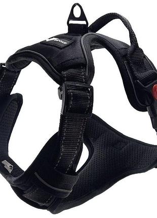 Шлея для собак посилена giyoomi чорна розмір s 25-64 см