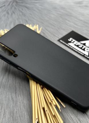 Чехол силиконовый тонкий для samsung a7 2019 a750 чёрный однотонный матовый