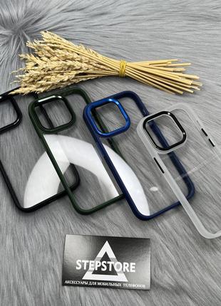 Чехол metal frame для iphone 14 pro прозрачный противоударный метал кнопки