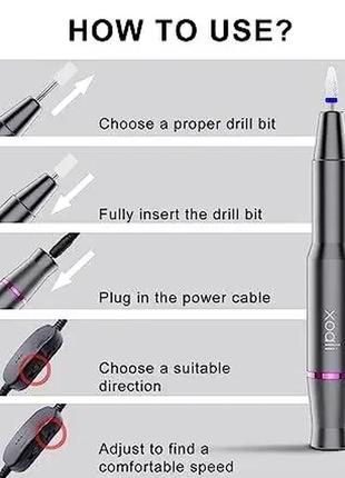 Портативный usb фрезер ручка для маникюра xoali nd02 23000 об/мин педикюра гель лака