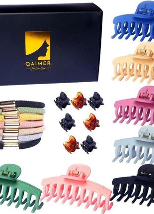 Hair claws clips для жінок густе волосся - qaimers подарункова коробка містить 7 шт 3,6 дюймові матові шпильки для волосся жіночі,