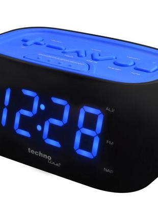 Годинник настільний з радіо technoline wt465 black/blue (wt465 blaue)