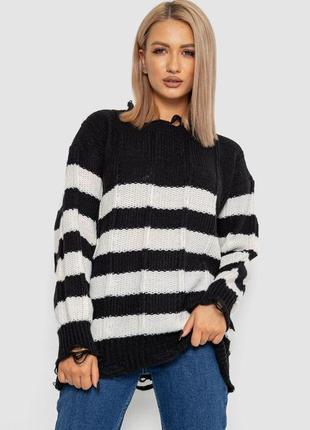 Свитер женский в полоску, цвет черно-белый, 244ra111