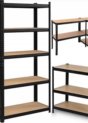 Стелаж металевий 180x90x30  5 полиць (чорний/сірий) н13050