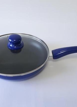 Сковорода для жарки с антипригарным тефлоновым покрытием с крышкой d 24 cm h 5 cm l 43 cm variomarket