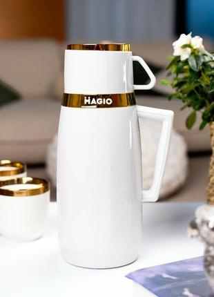 Термос для еды со стеклянной колбой magio mg-1050w. цвет: белый shop