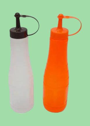 Набір пластикових пляшок для соусу кетчупу майонезу гірчиці ємності пластик з носиком 2 штуки h 22 cm 550 ml variomarket