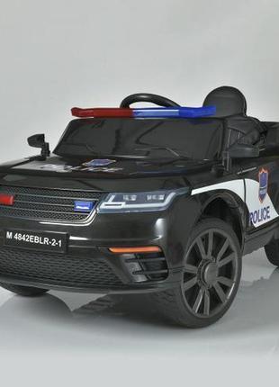 Дитячий електромобіль police (чорний колір) з пультом радіоуправління bluetooth 2.4 g