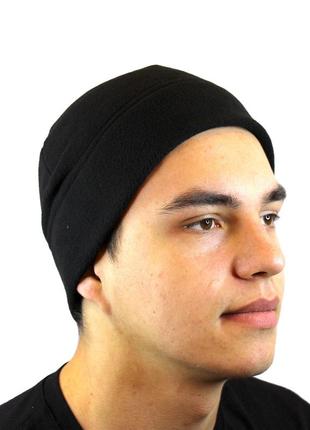 Тактическая шапка зимняя флисовая черная турция зсу под шлем военная всу