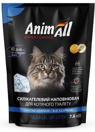 Наповнювач для котячого туалету animall силікагелевий блакитний аквамарин 7.6 л