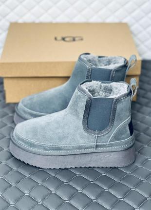 Замшеві сірі уги на платформі челсі жіночі ugg челсі замш зима сірі9 фото