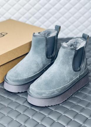 Замшеві сірі уги на платформі челсі жіночі ugg челсі замш зима сірі5 фото