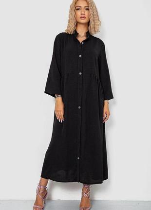 Платье-рубашка ткань жатка, цвет черный, 102r5249
