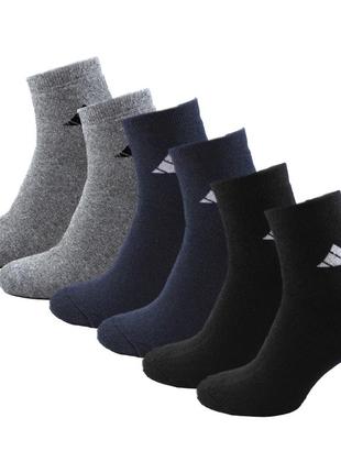 Зимові чоловічі шкарпетки adidas 6 пар 41-45 кольорові махрові теплі