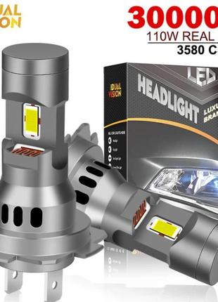 Мини led лампа h7 светодиодная, размер 1:1  правильный пучок света, с обманкой, 1шт