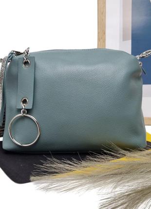 Стильная женская сумка натуральная кожа голубой арт.6052 l.blue vivaverba україна - (китай)