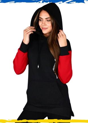 Худи черное женское на флисе. худи из двунитки. m/l, xl/2xl
