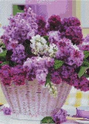 Алмазная мозаика корзина сирени, 40х50 см, на подрамнике