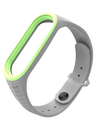 Ремешок xiaomi mi band 4 / 3 mijobs силиконовый рифленый серый / зеленый 1907p
