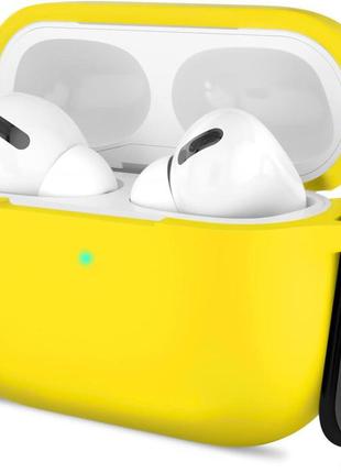 Чехол для наушников apple airpods pro 2 люминесцентный силиконовый с карабином желтый