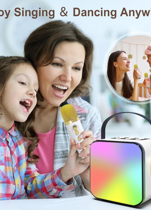 Караоке, міні колонка з двома мікрофонами music with karaoke bluetooth white