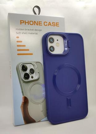 Чехол hidden bracket magsafe case для iphone 11 dark blue подставка