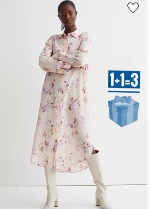 Платье рубашка миди в цветочный принт h&m