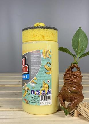 Засіб для миття посуду maxi power банан з губкою, 1 л.