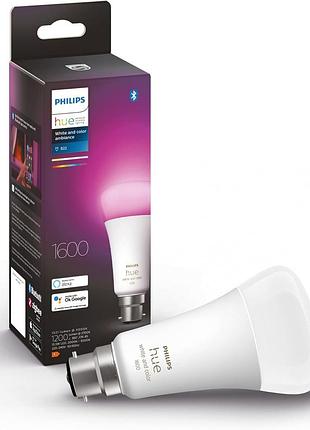 Интеллектуальная светодиодная лампа philips hue white & color ambiance , цоколь b22