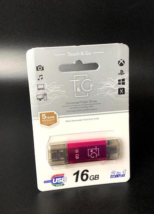 Флеш-накопитель usb 16gb t&g 009 star series (type c 2.0) fuchsia