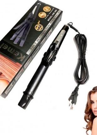 Плойка випрямляч гофре для волосся 3в1 kemei gb-km 988 чорна