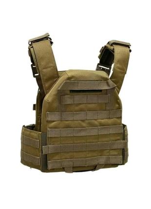 Плитоноска тактическая военный жилет разгрузочный с системой molle и быстрым сбросом койот