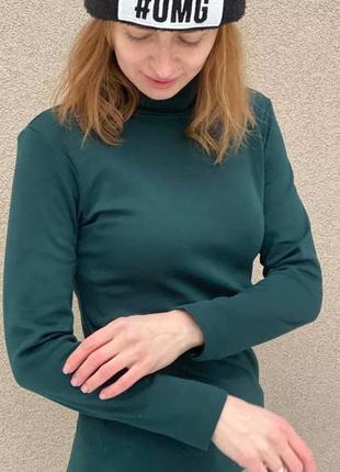 Гольф жіночий на флісі смарагдовий