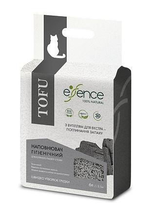 Соєвий наповнювач для котячого туалету essence tofu з вугіллям 6л