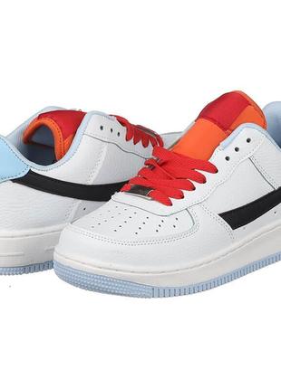 Женские белые с голубым из искусственной кожи кроссовки navigator 20004