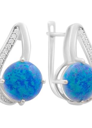 Серебряные серьги silverthin с опалом 3.44ct, фианитами (2170167)