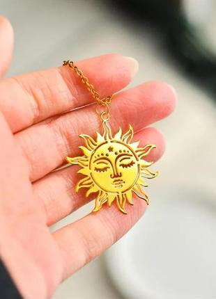 Підвіска кулон золоте сонце на ланцюжку
