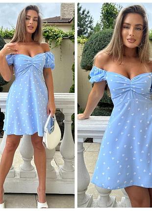 Женское летнее платье мини в середечки