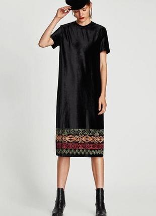 Велюровое платье платье-миди zara