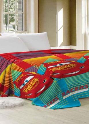 Детский плед покрывало из флиса мультфильм тачки полуторный 160х210 см