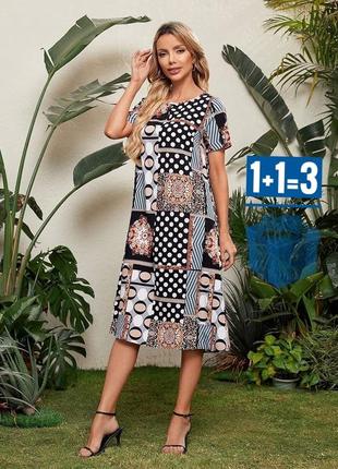 Платье миди в принт shein xxl