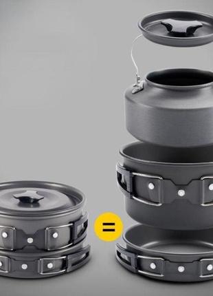 Набор посуды из пищевого алюминия cooking set campsor туристическая портативная посуда для кемпинга gl- с31
