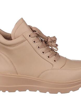 Женские бежевые кожаные ботинки hengji 10001