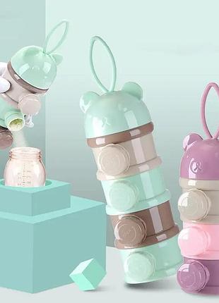 Портативный секционный контейнер для хранения детской смеси, снеков и орехов