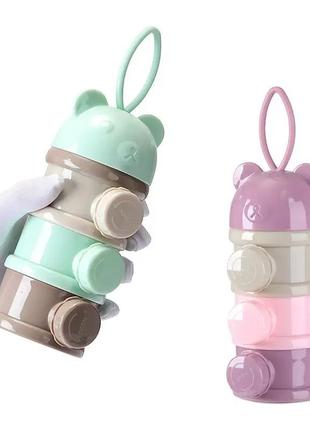 Портативный секционный контейнер для хранения детской смеси, снеков и орехов